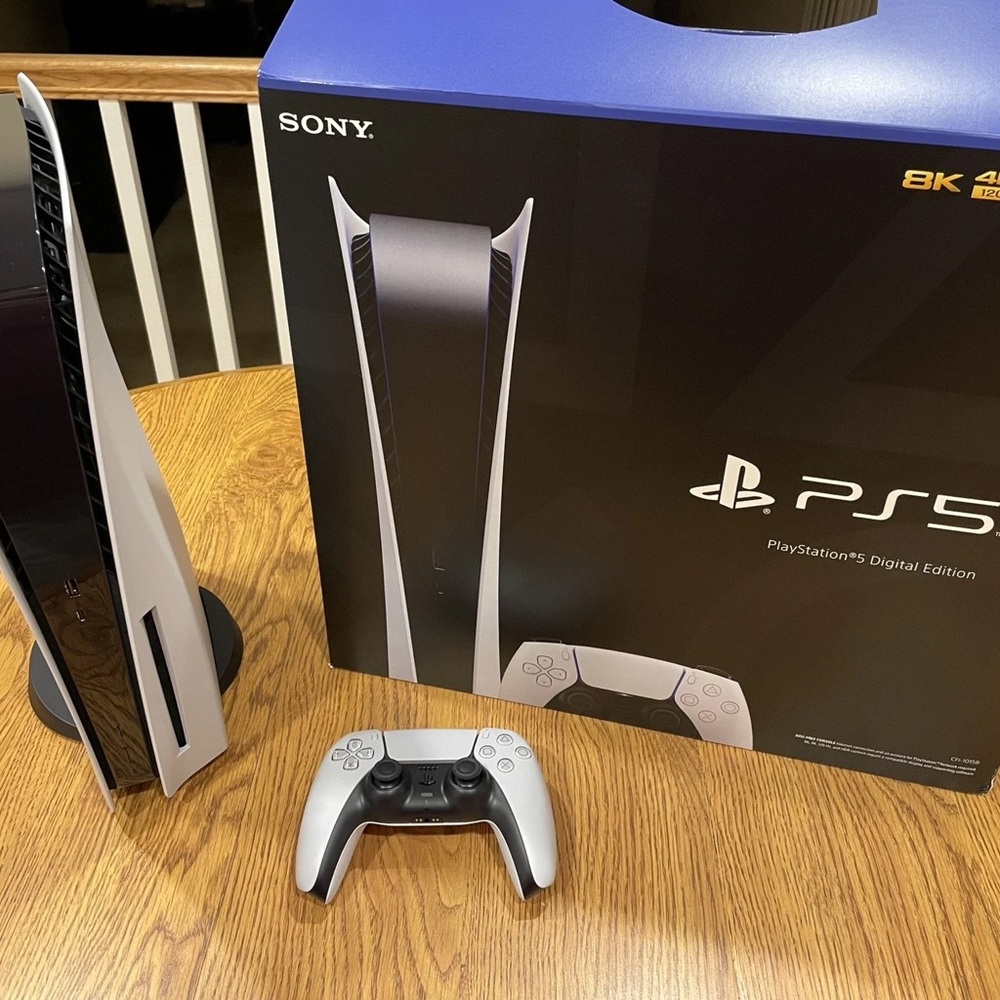 Sony PS5 Digital Edition Console with 2White Controllers